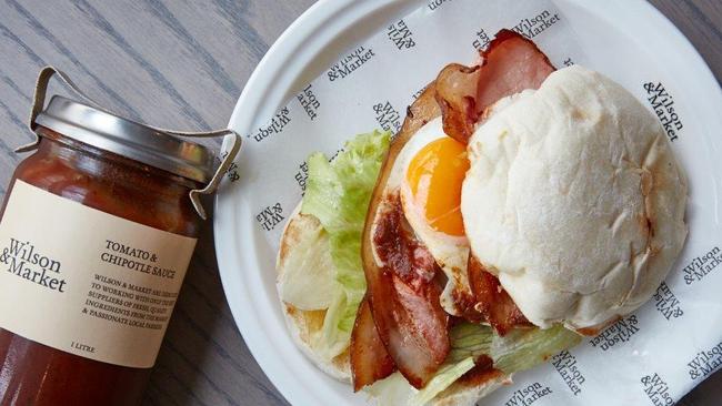 The Wilson &amp; Market breakfast roll at Prahran Market.