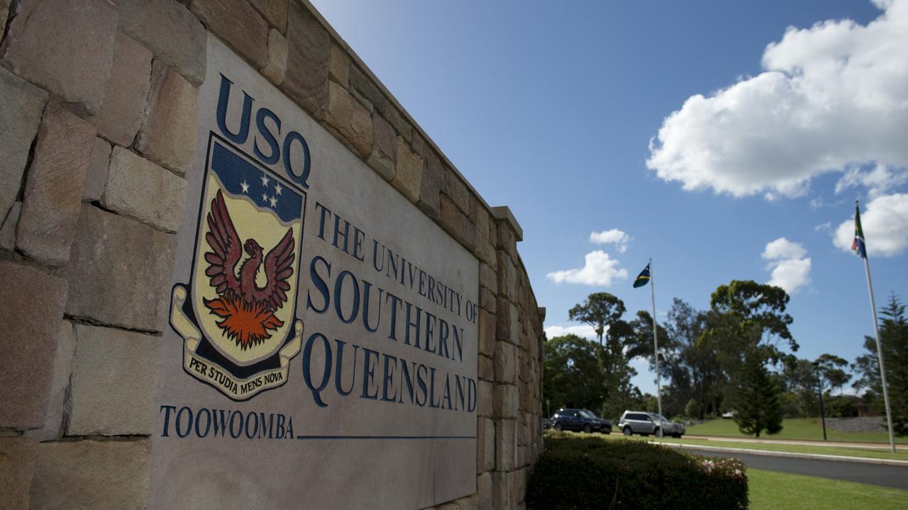 A sign at the entrance of the University of Southern Queensland, West St, Toowoomba. Photo Kevin Farmer / The Chronicle