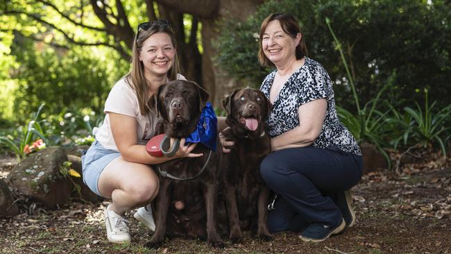 Tamara Strong (left) with Boof and Judy Lee with Connie at the Blessing of the Pets at All Saints Anglican Church, Saturday, October 12, 2024. Picture: Kevin Farmer