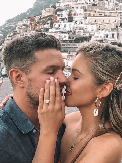 Miss Universe Australia 2017 Olivia Rogers engaged to boyfriend Justin Mckeone in Positano. Pics: Instagram.