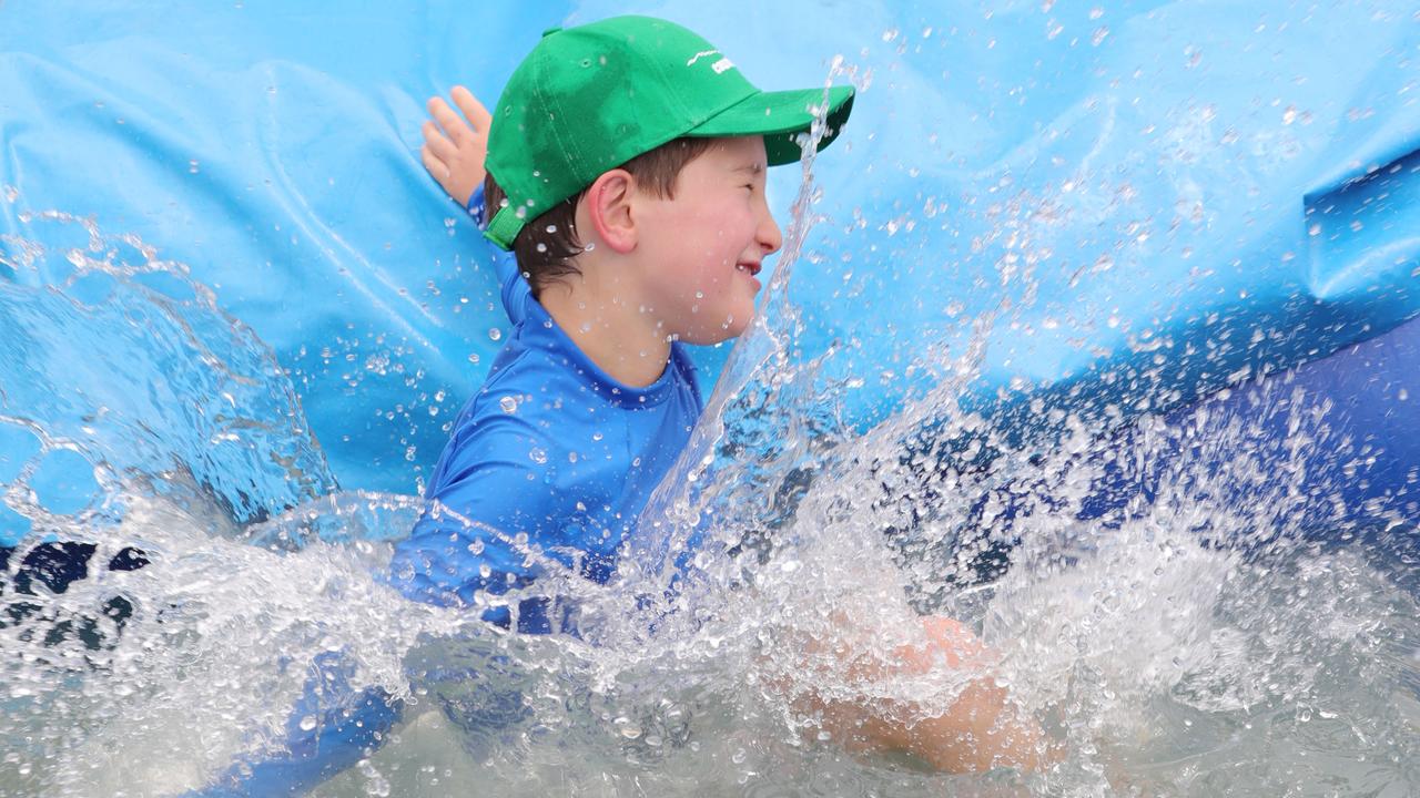 Louis on the water slide. Picture: Mark Wilson.