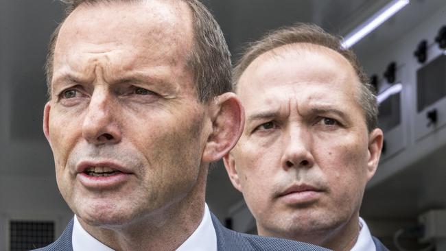 Immigration Minister Dutton with then-prime minister Tony Abbott in 2015. Picture: AAP