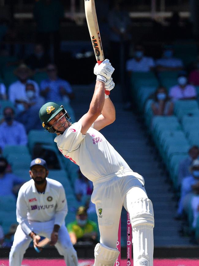 Cameron Green launches a shot into the stands Picture: AFP