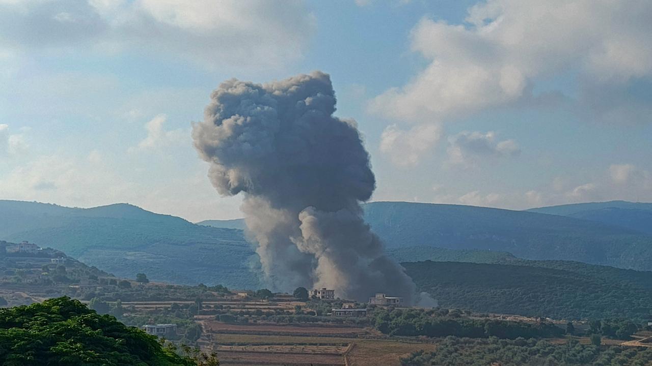 Smoke billows from the site of an Israeli air strike on Zibqin in southern Lebanon on August 25. Picture: Kawnat Haju/AFP