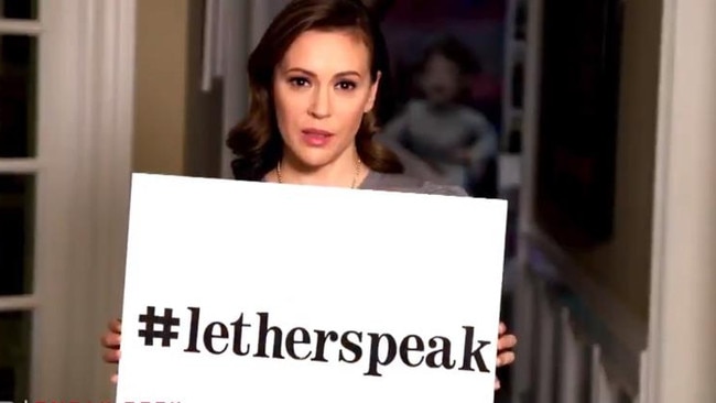 Alyssa Milano is known as an activist. In this photo, she has joined the #LetHerSpeak campaign for law reform so that sexual assault survivors in Tasmania and the Northern Territory can waive their right to anonymity in the media, if they so choose.