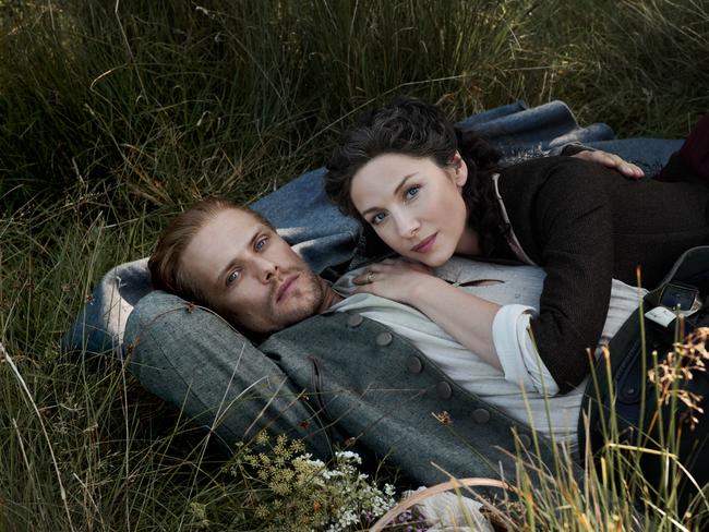 Caitriona Balfe and Sam Heughan in Outlander. Picture: Jason Bell