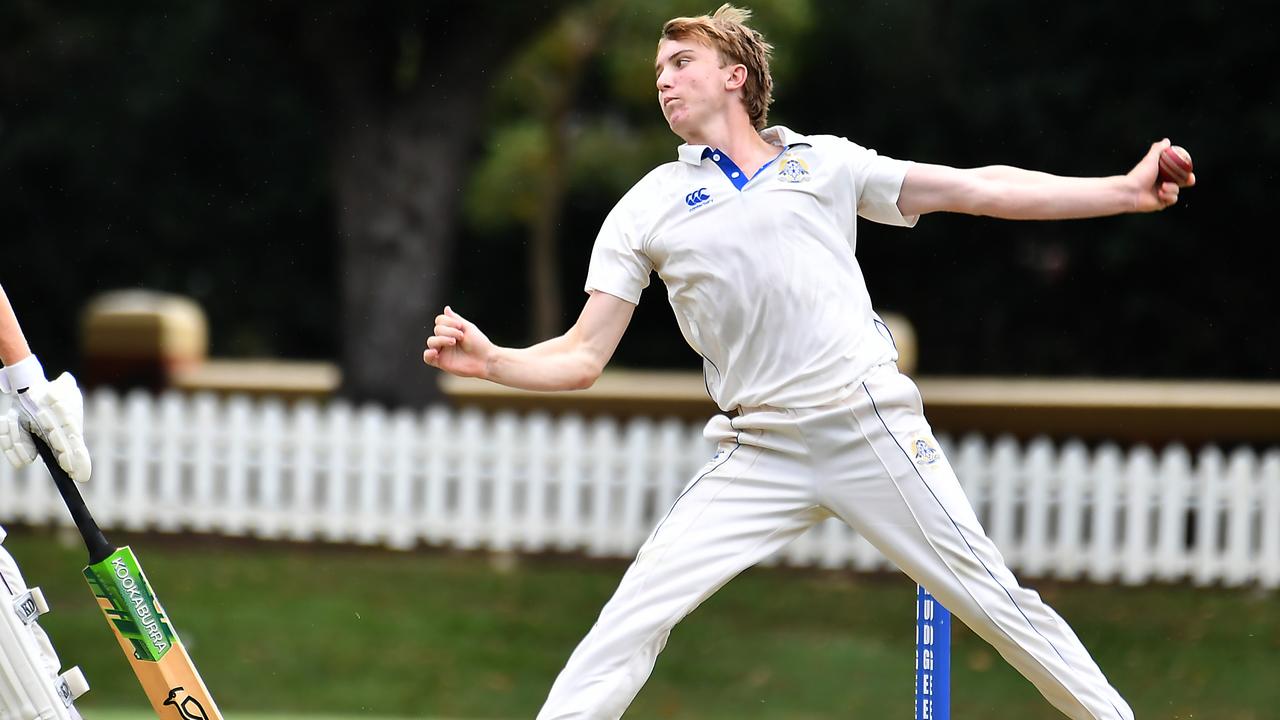 Nudgee College bowler Jackson Andrews almost got his team home with the bat.Picture, John Gass