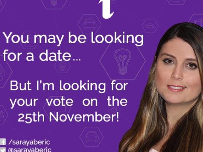 Saraya Beric, standing as an independent candidate in the Queensland state election for Mermaid Waters against LNP incumbent Ray Stevens, has resorted to dating app Tinder as a campaign tool