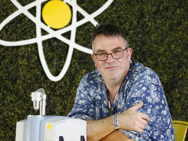 Dr. David Caldicott before a demonstration of the pill testing machine. Picture: AAP/Regi Varghese