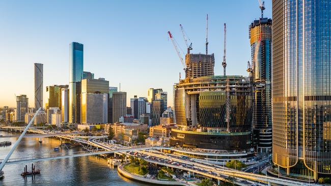 Construction progress of the $3.6n Queen’s Wharf development in Brisbane.