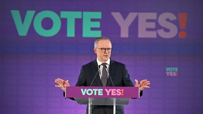 The Prime Minister, Anthony Albanese, at the Yes23 Campaign Launch in the northern Adelaide suburb of Elizabeth. Picture: NCA NewsWire / Brenton Edwards