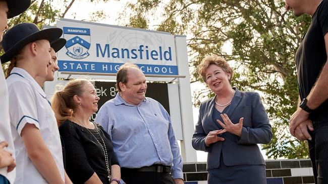 Member for Mansfield Corrine McMillan at Mansfield State High School.