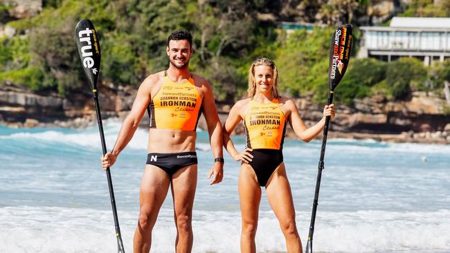 Riley Fitzsimmons and fiance Georgia Miller. Miller won’t be defending her ironwoman crown at Aussies this year.