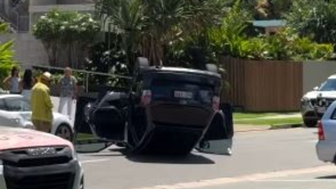 Emergency services responded to a two-vehicle crash on The Esplanade at Burleigh Heads on Tuesday. Picture: Instagram.