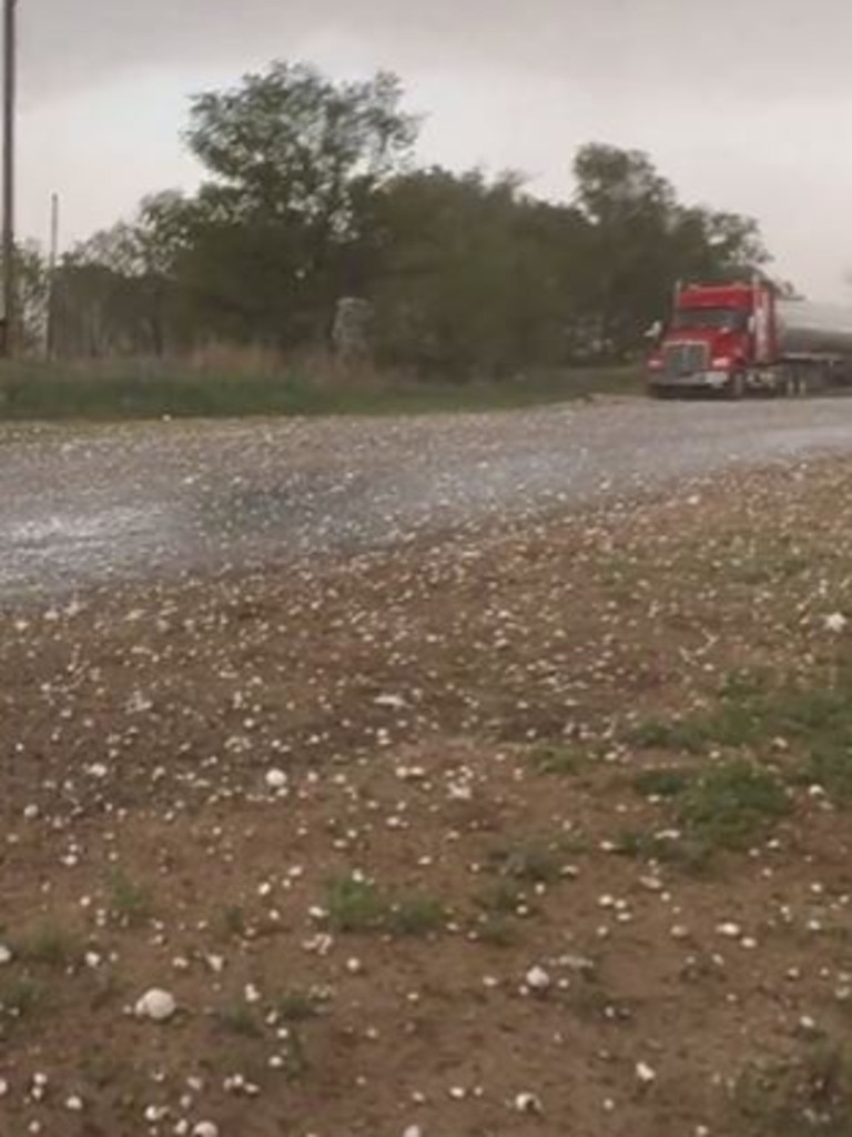 It was the first time a warning had been issued for five inch in the US hail since at least 2010. Picture: Twitter@matthewcappucci