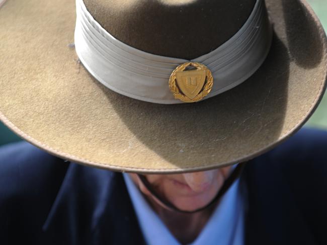 Remembrance Day service at Memory Park, Penrith. Pictured is 77 year old National Servicemen, Doug Hodge of Tregear  ... Generic Lest We Forget  /  War  /  Memorial  /  Slouch Hat.