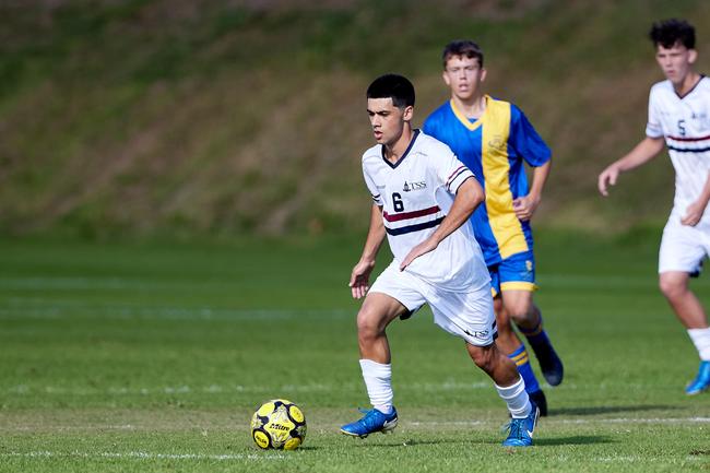 Zak Lawrence. The Southport School vs Toowoomba Grammar School in round 2 of the 2025 GPS football competition, 3rd May 2025 at TGS. Photo: Adrian Gaglione
