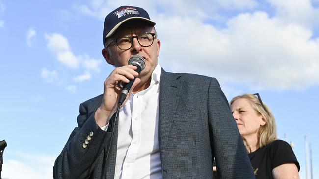 Anthony Albanese speaking at the National Rally Against Violence march in Canberra. Picture: NCA NewsWire / Martin Ollman