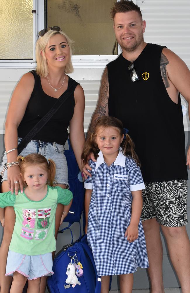 Families and students celebrate the first day of prep at Mooloolaba State School. Picture: Eddie Franklin