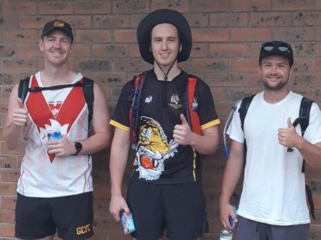 Gawler trio Matthew Pike, Dylan Bell and Sean Burchell walked over 400km from Mount Gambier to Gawler to raise funds for BeyondBlue.