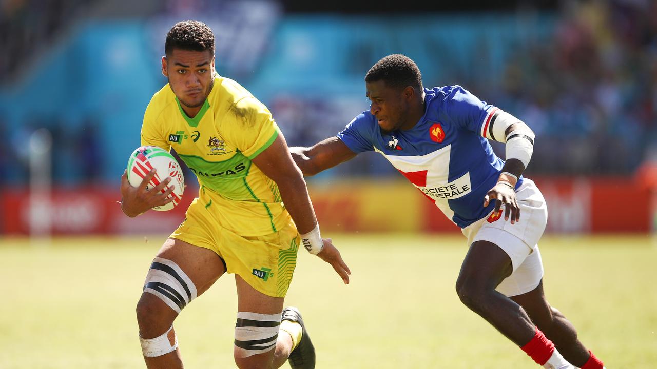 Jeral Skelton when he was playing sevens for Australia in rugby. (Photo by Brendon Thorne/Getty Images)