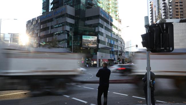 The intersection of Power Street and City Rd the morning after the truck hit pedestrians. David Crosling