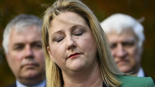 Centre Alliance MP Rebekha Sharkie speaks to the media on Wednesday. Picture: AAP / Lukas Coch