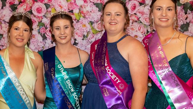 Gympie 2025 Junior Showgirl winner Charlotte Sippel, Senior Showgirl winner Grace Hankinson, Senior Rural Ambassador Chloe Andreassen and Junior Rural Ambassador Payton Rozynski. Photos courtesy of Shane Zahner, Zahner Photography.