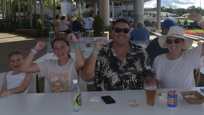 Ada Welsh, Zahlee Welsh, Shane Welsh and Tegan Welsh at the Sunshine Coast Races on April 7, 2024.