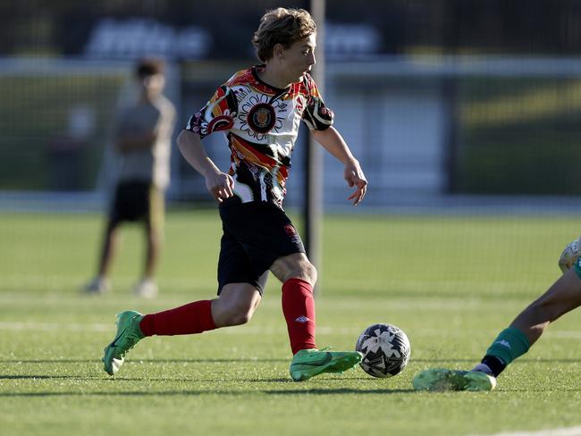 Nash Syron. Picture: Michael Gorton. U16 Boys NAIDOC Cup at Lake Macquarie Regional Football Facility.