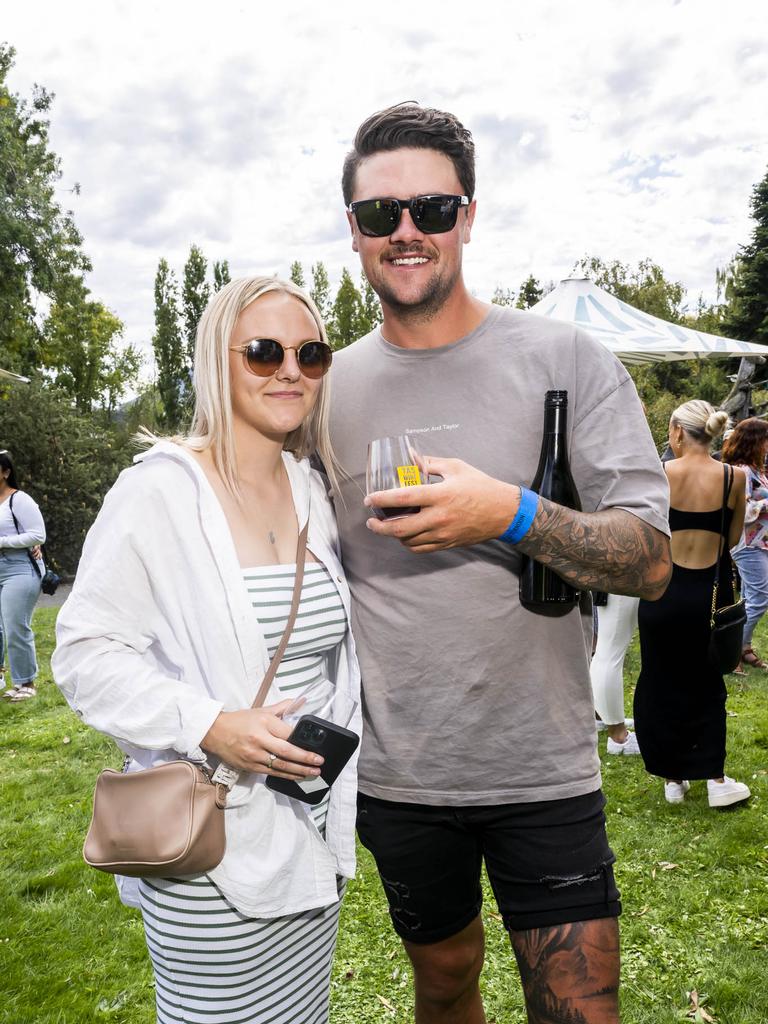 Ruby Warburton and Mitch Walker. TAS Wine Festival. Picture: Caroline Tan