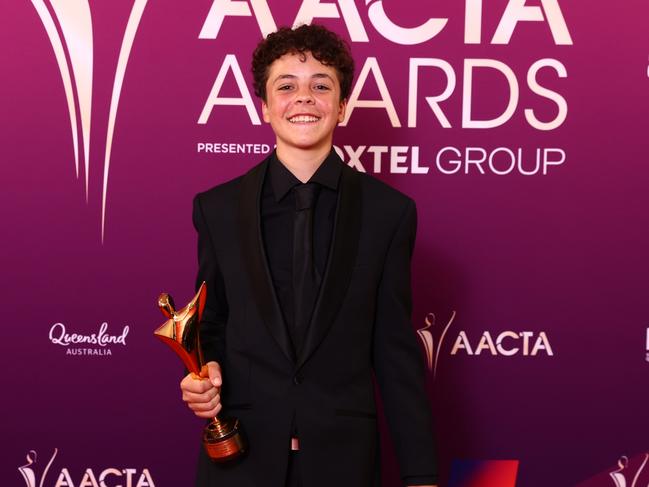 Eden said the inspiration for the work came after Cameron’s Logies acceptance speech. “It was incredibly moving,” Eden said. “I was already a big fan of Boy Swallows Universe and I thought Felix gave such a powerful, grounded performance. After meeting him and his family, I wanted to portray him not as a character, but as himself: a teenager at home, passionate about sport.” Photo by Chris Hyde/Getty Images for AFI