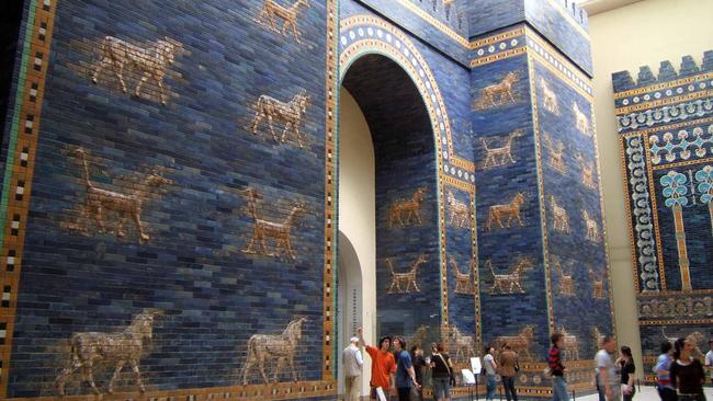 The reconstruction of the Ishtar Gate in the Pergamon Museum in Berlin.