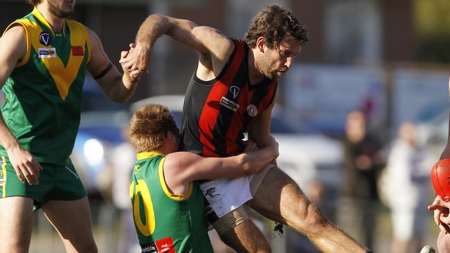 Gary Jones was never far from the thick of the action for Maffra.