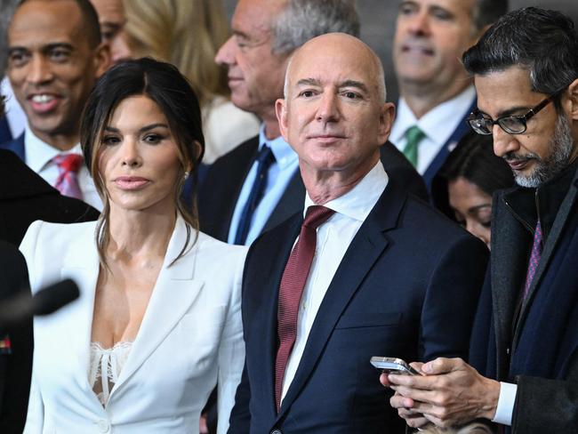 Lauren Sanchez and Jeff Bezos at Donald Trump’s inauguration. Picture: AFP