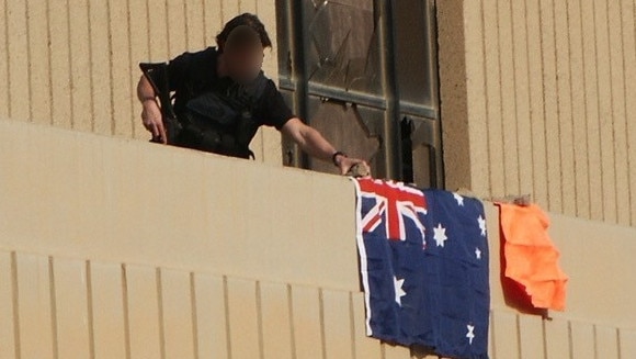 The Australian flag flew strong in Iraq as forces were there for the transition. Picture: Supplied