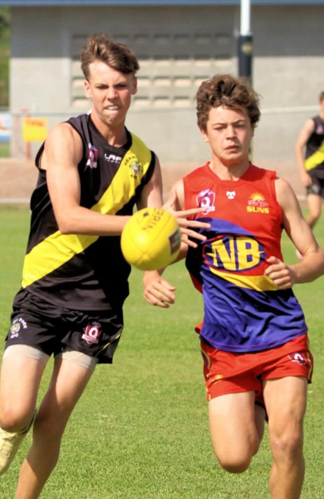 Northern beaches Suns rising star Joel Krause (right) in action. Picture: John Zohn.