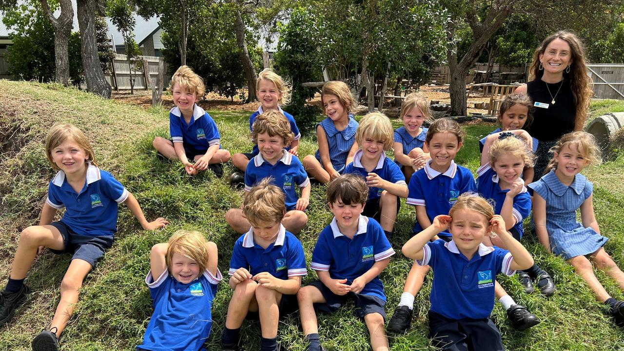 St Finbarr‘s Wategos: Van, Harry, Wolfy, Jude, Bonnie, Teddy, Maudie, Nevaeh, Sienna, Baylea. Jack, Polly, Luna and Assumpta with teacher Lily-Anne Hamer.