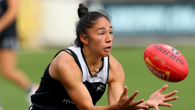 AFLW Carlton star Darcy Vescio has taken to social media to reveal they are non-binary. Picture: Kelly Defina