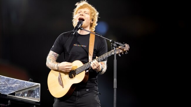 Ed Sheeran performs for 108,000 people at the MCG in Melbourne on Thursday. Picture: Michelle Couling Photography