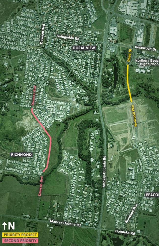 Two parallel roads are being pitched to state government to ease congestion on the Mackay-Bucasia Rd. Photo: Mackay regional council