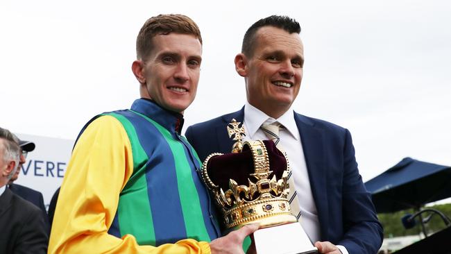 SYDNEY, AUSTRALIA - OCTOBER 19: Chad Schofield riding Ceolwulf wins Race 9 King Charles III Stakes during Sydney Racing - The Everest Day at Royal Randwick Racecourse on October 19, 2024 in Sydney, Australia. (Photo by Jeremy Ng/Getty Images)