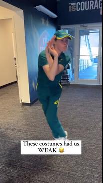 Matildas star Cortnee Vine used her Olympic uniform to dress as Raygun for Halloween