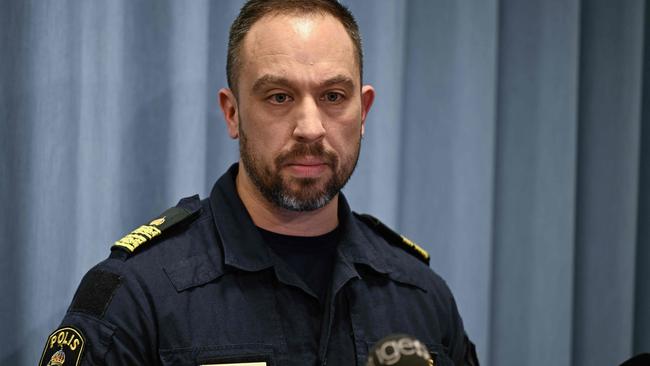 The Head of the local police district Roberto Eid Forest attends a press conference. Picture: Pontus Lundahl/TT News Agency/AFP