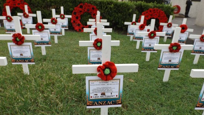 Some of the crosses that will be on display for the ANZAC Day service in Logan this year.