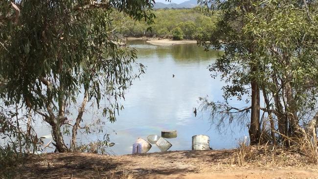 Drums dumped in a lagoon north of Yeppoon.