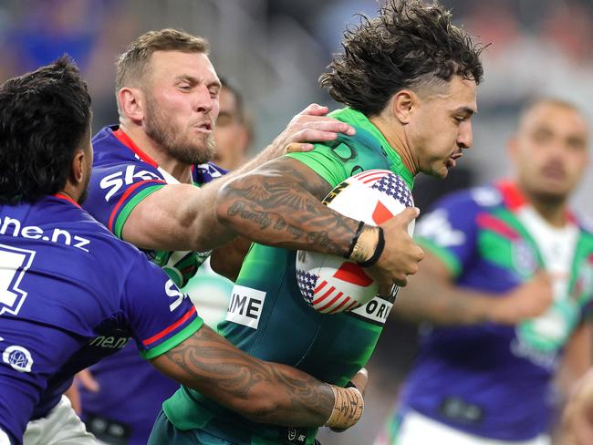 Xavier Savage on the run. Picture: Ezra Shaw/Getty Images/AFP