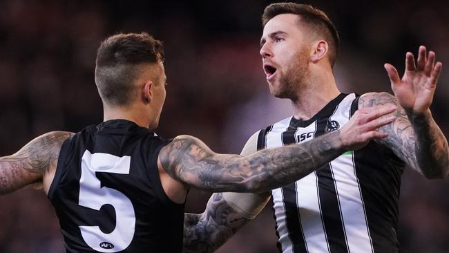 Jamie Elliott and Jeremy Howe are Pies mainstays. Picture: AAP