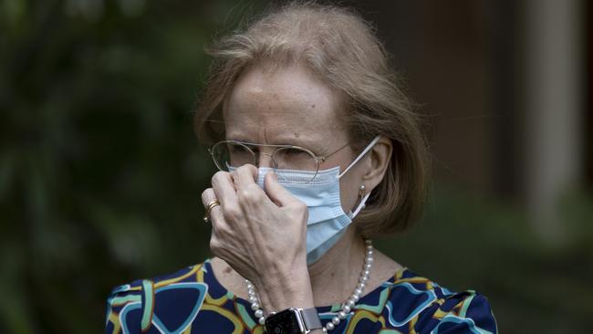 Queensland Chief Medical Officer Jeannette Young became upset during a press conference at Parliament House. Pic: NCA NewsWire / Sarah Marshall