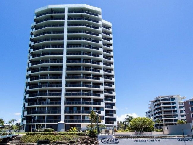 Trafalgar Towers is on the waterfront at Maroochydore. Twice the government watchdog has ruled against the complexes pet by-laws. Picture: Trafalgar Towers